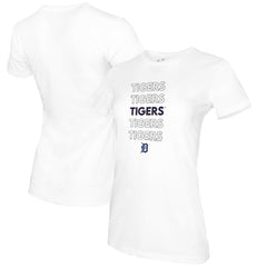 Detroit Tigers Tiny Turnip Women's Stacked T-Shirt - White