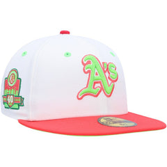Athletics 40th Anniversary Strawberry Lolli 59FIFTY Fitted Hat - White/Coral | New Era
