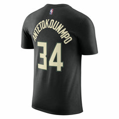 Giannis Antetokounmpo Milwaukee Bucks Jordan Brand 2022/23 Statement Edition Name & Number T-Shirt - Black sale