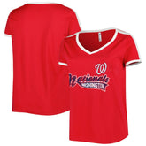 Washington Nationals Soft as a Grape Women's Plus Size V-Neck T-Shirt - Red