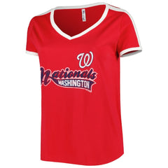 Washington Nationals Soft as a Grape Women's Plus Size V-Neck T-Shirt - Red