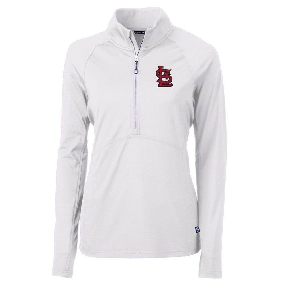 St. Louis Cardinals Cutter & Buck Women's Adapt Eco Knit Stretch Half-Zip Pullover Top - White