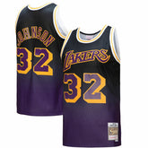 Magic Johnson Los Angeles Lakers 1984/85 Hardwood Classics Fadeaway Swingman Player Jersey - Purple/Black | Mitchell & Ness for sale