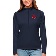 Boston Red Sox Antigua Women's Tribute Quarter-Zip Pullover Top - Navy