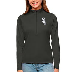 Chicago White Sox Antigua Women's Tribute Quarter-Zip Pullover Top - Charcoal