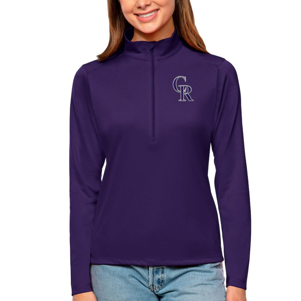 Colorado Rockies Antigua Women's Tribute Quarter-Zip Pullover Top - Purple