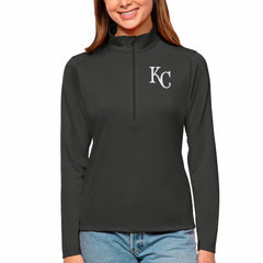 Kansas City Royals Antigua Women's Tribute Quarter-Zip Pullover Top - Charcoal