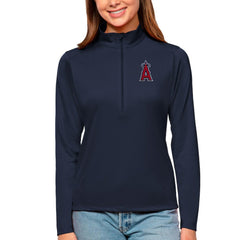 Los Angeles Angels Antigua Women's Tribute Quarter-Zip Pullover Top - Navy