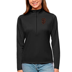 San Francisco Giants Antigua Women's Tribute Quarter-Zip Pullover Top - Black