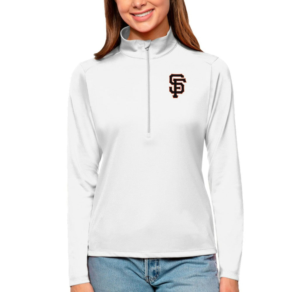 San Francisco Giants Antigua Women's Tribute Quarter-Zip Pullover Top - White