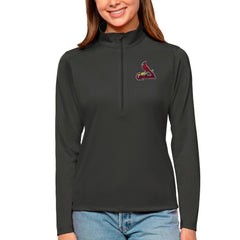 St. Louis Cardinals Antigua Women's Tribute Quarter-Zip Pullover Top - Charcoal