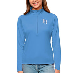 Tampa Bay Rays Antigua Women's Tribute Quarter-Zip Pullover Top - Light Blue