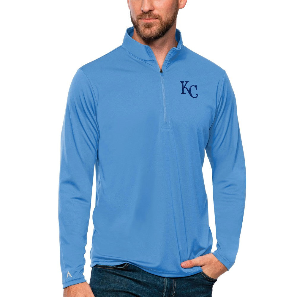 Kansas City Royals Antigua Tribute Quarter-Zip Pullover Top - Powder Blue