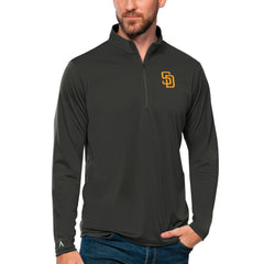 San Diego Padres Antigua Tribute Quarter-Zip Pullover Top - Charcoal