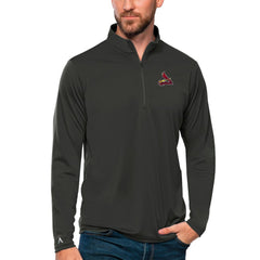 St. Louis Cardinals Antigua Tribute Quarter-Zip Pullover Top - Charcoal