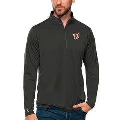 Washington Nationals Antigua Tribute Quarter-Zip Pullover Top - Charcoal