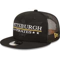Pittsburgh Pirates Patriot Trucker 9FIFTY Snapback Hat - Black | New Era