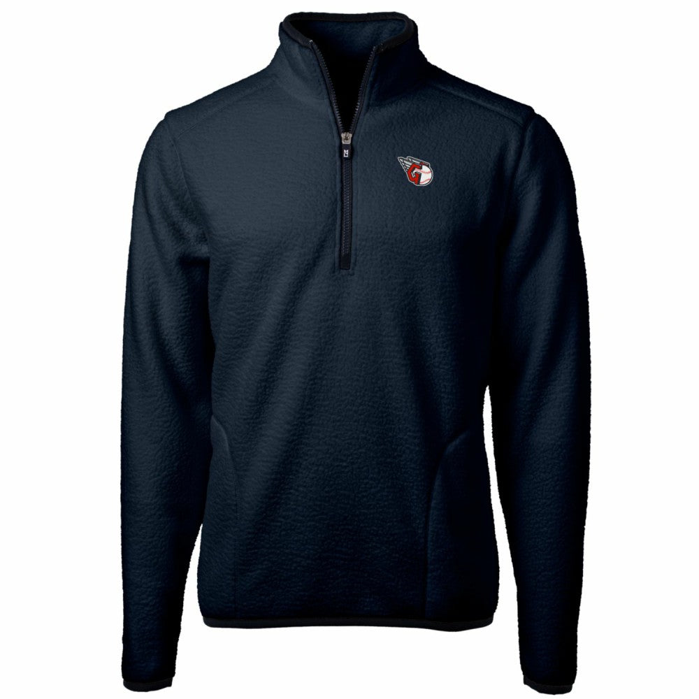 Cleveland Guardians Cutter & Buck Big & Tall Cascade Eco Sherpa Fleece Quarter-Zip Pullover Jacket - Navy