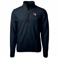 Cleveland Guardians Cutter & Buck Big & Tall Cascade Eco Sherpa Fleece Quarter-Zip Pullover Jacket - Navy