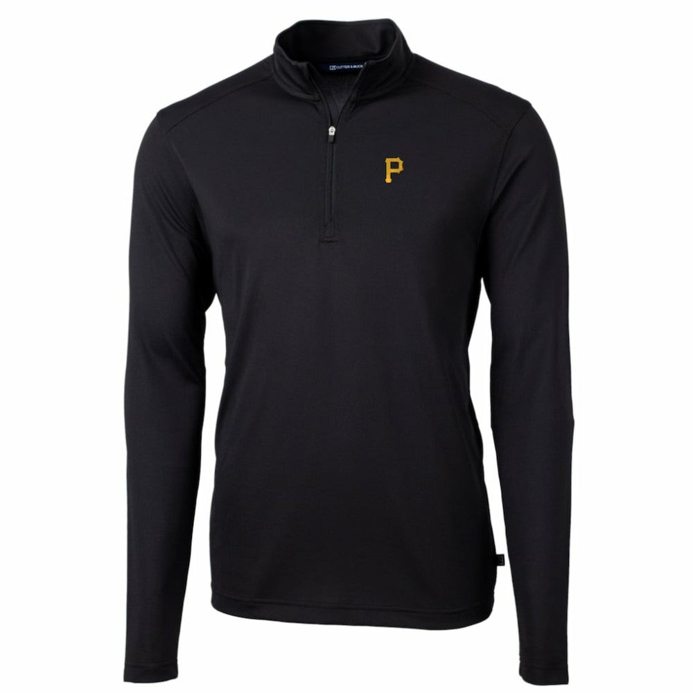 Pittsburgh Pirates Cutter & Buck Big & Tall Virtue Eco Pique Quarter-Zip Pullover Jacket - Black