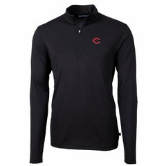 Cincinnati Reds Cutter & Buck Big & Tall Virtue Eco Pique Quarter-Zip Pullover Jacket - Black
