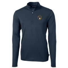 Milwaukee Brewers Cutter & Buck Big & Tall Virtue Eco Pique Quarter-Zip Pullover Jacket - Navy