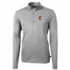 Cleveland Guardians Cutter & Buck Big & Tall Virtue Eco Pique Quarter-Zip Pullover Jacket - Gray