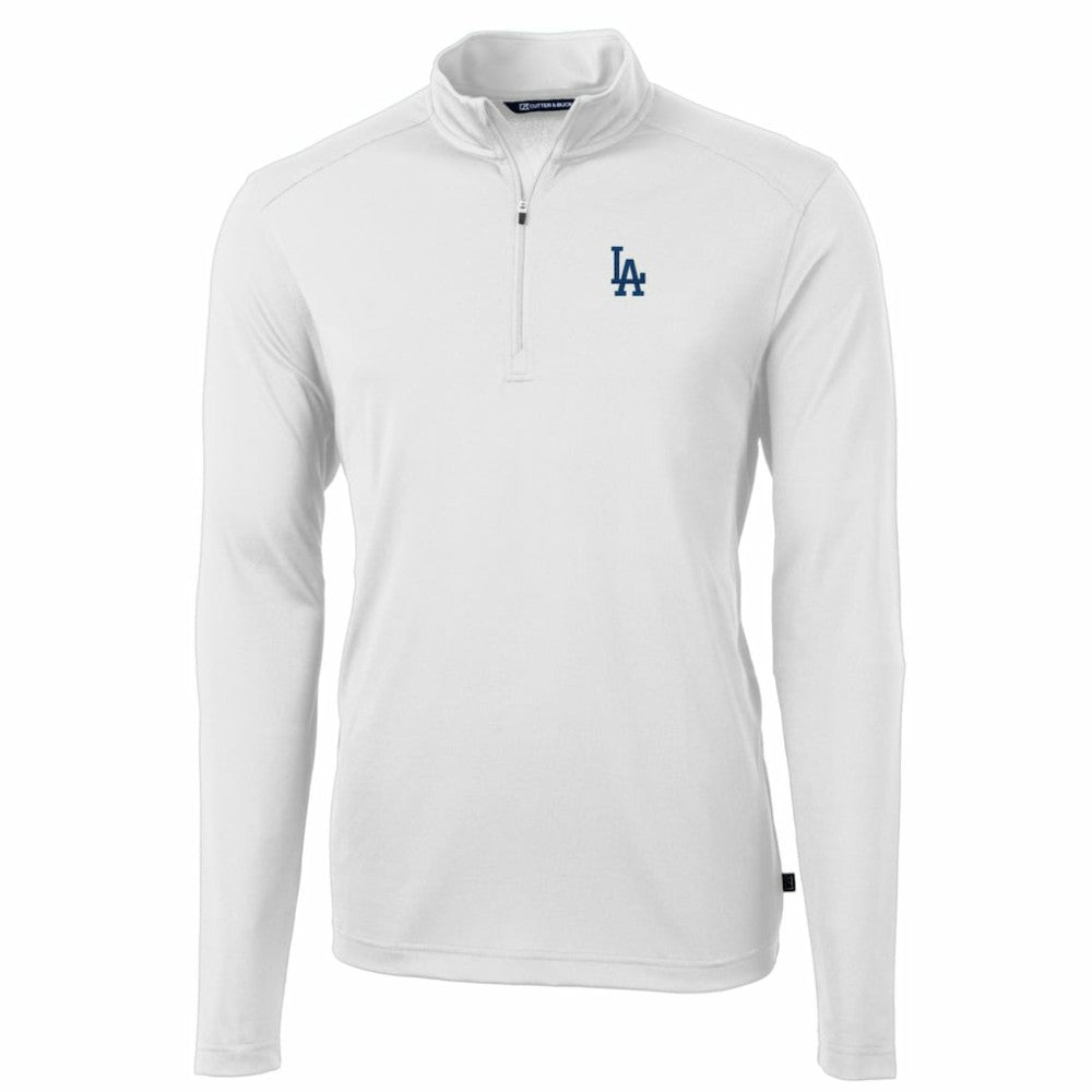 Los Angeles Dodgers Cutter & Buck Big & Tall Virtue Eco Pique Quarter-Zip Pullover Jacket - White