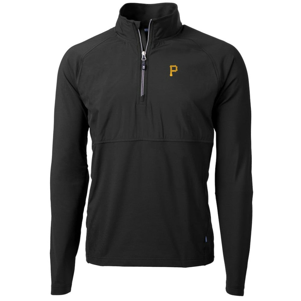 Pittsburgh Pirates Cutter & Buck Adapt Eco Knit Hybrid Recycled Quarter-Zip Pullover Jacket - Black