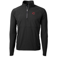 Cincinnati Reds Cutter & Buck Adapt Eco Knit Hybrid Recycled Quarter-Zip Pullover Jacket - Black