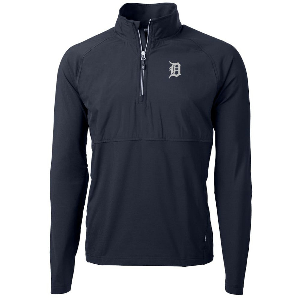 Detroit Tigers Cutter & Buck Adapt Eco Knit Hybrid Recycled Quarter-Zip Pullover Jacket - Navy