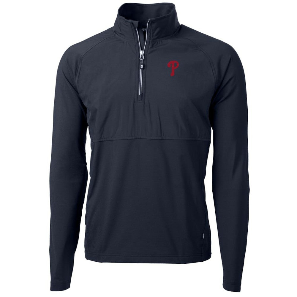 Philadelphia Phillies Cutter & Buck Adapt Eco Knit Hybrid Recycled Quarter-Zip Pullover Jacket - Navy