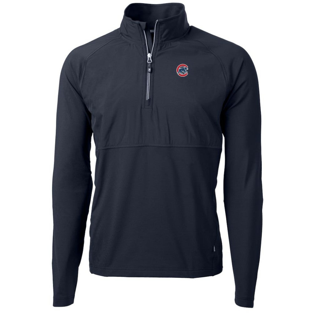 Chicago Cubs Cutter & Buck Adapt Eco Knit Hybrid Recycled Quarter-Zip Pullover Jacket - Navy