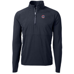Chicago Cubs Cutter & Buck Adapt Eco Knit Hybrid Recycled Quarter-Zip Pullover Jacket - Navy