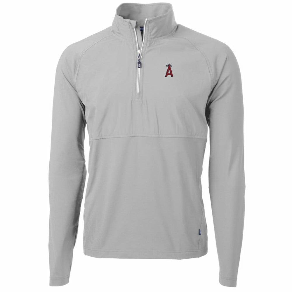Los Angeles Angels Cutter & Buck Adapt Eco Knit Hybrid Recycled Quarter-Zip Pullover Jacket - Gray