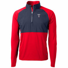 Texas Rangers Cutter & Buck Adapt Eco Knit Hybrid Recycled Quarter-Zip Pullover Jacket - Red/Navy