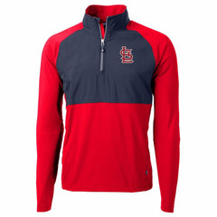 St. Louis Cardinals Cutter & Buck Adapt Eco Knit Hybrid Recycled Quarter-Zip Pullover Jacket - Red/Navy