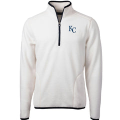 Kansas City Royals Cutter & Buck Cascade Eco Sherpa Fleece Quarter-Zip Pullover Jacket - White/Navy