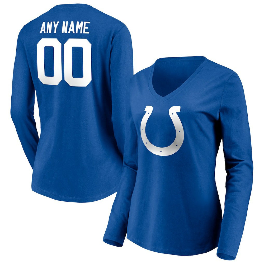 NFL Indianapolis Colts Women's Team Authentic Personalized Name & Number Long Sleeve V-Neck T-Shirt