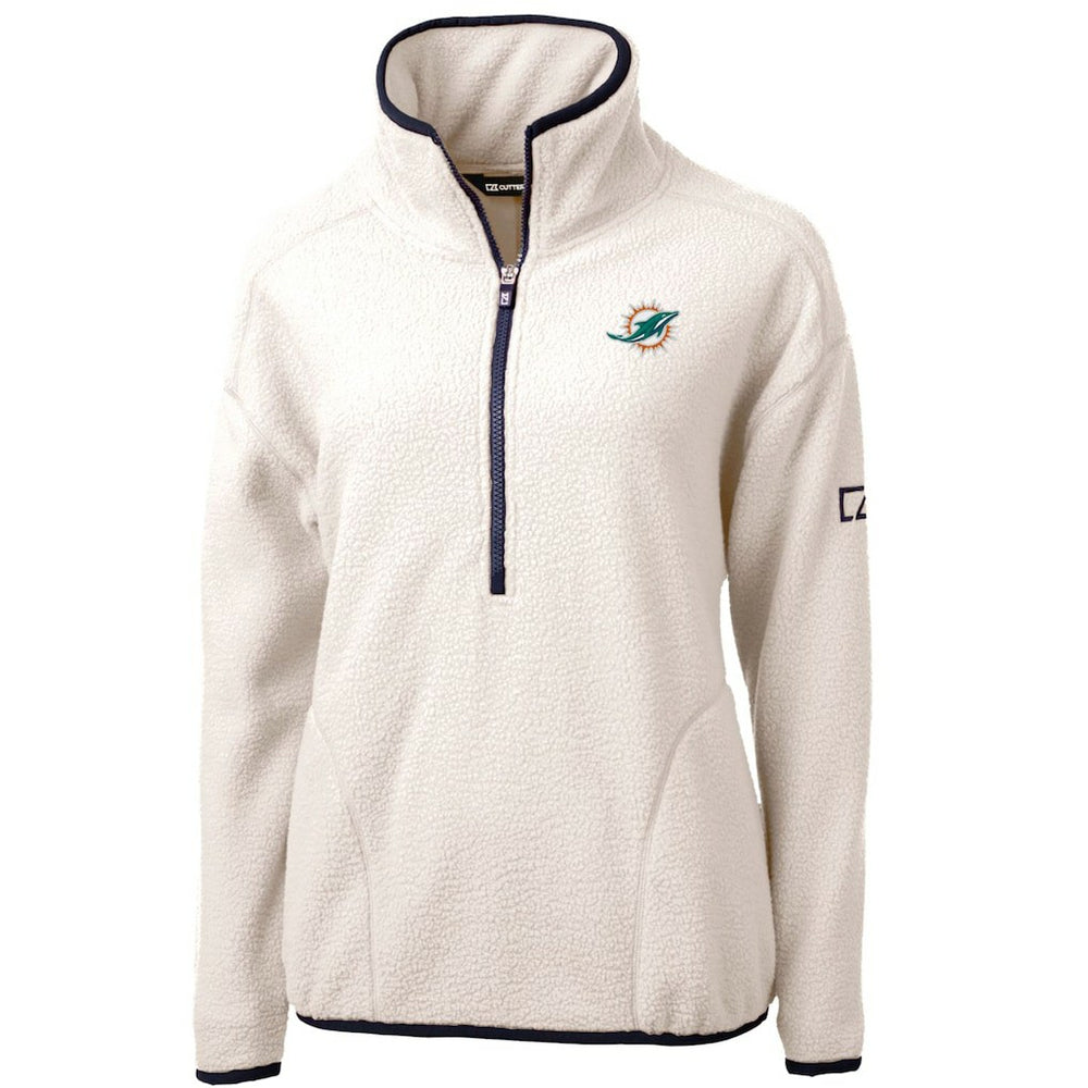 NFL Miami Dolphins Cutter & Buck Women's Cascade Eco Sherpa Fleece Half-Zip Pullover Jacket