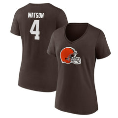 NFL Cleveland Browns Deshaun Watson Women's Player Icon Name & Number V-Neck T-Shirt
