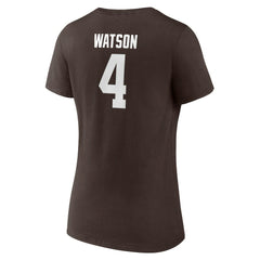 NFL Cleveland Browns Deshaun Watson Women's Player Icon Name & Number V-Neck T-Shirt