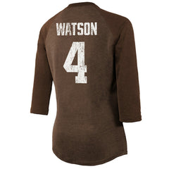 NFL Cleveland Browns Deshaun Watson Majestic Threads Women's Name & Number Raglan 3/4 Sleeve T-Shirt