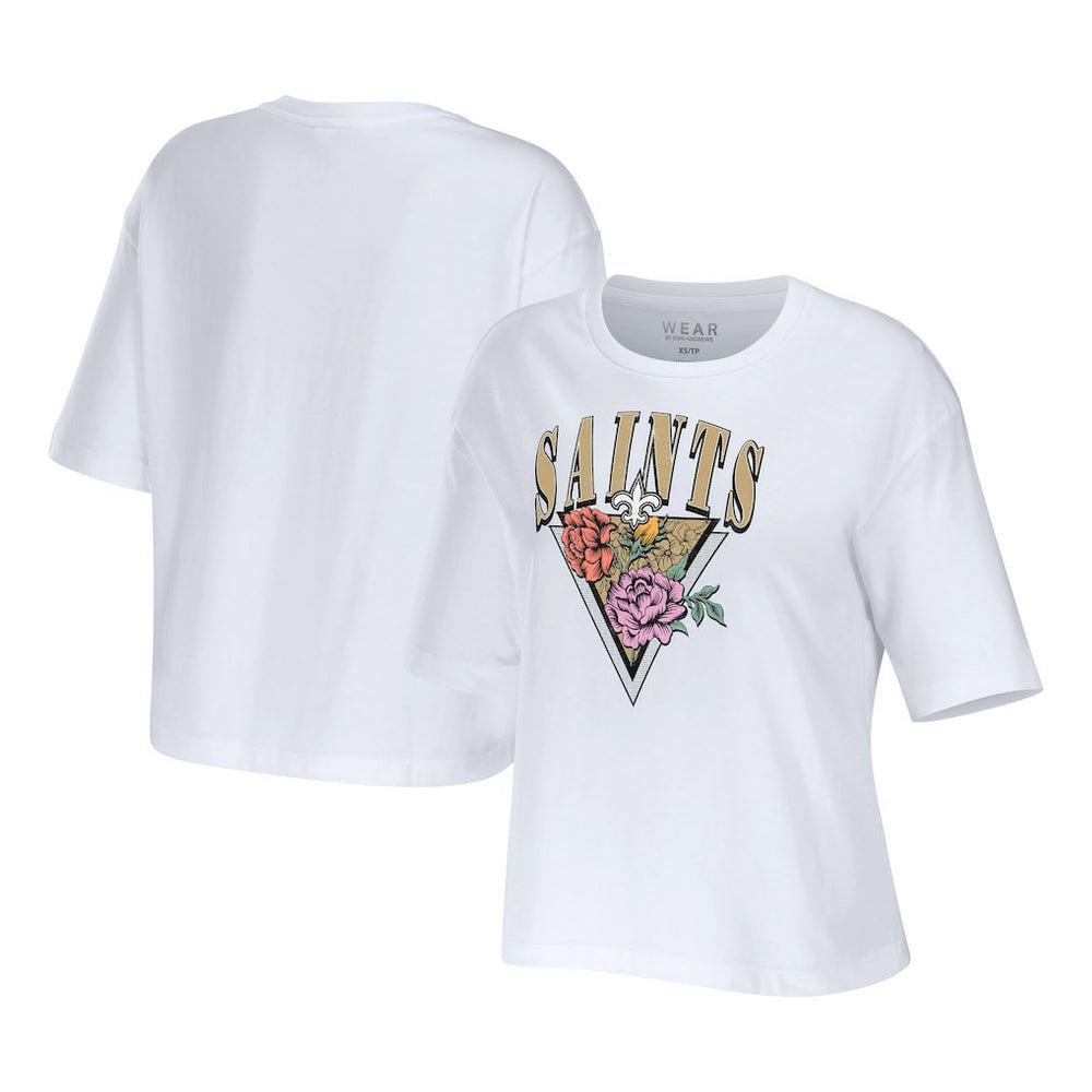 NFL New Orleans Saints WEAR by Erin Andrews Women's Boxy Floral Cropped T-Shirt