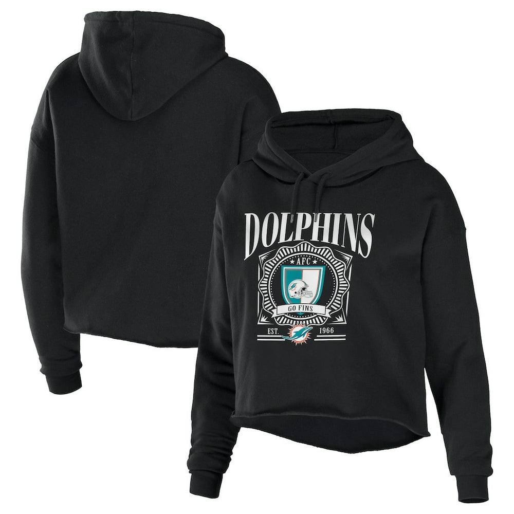 NFL Miami Dolphins WEAR by Erin Andrews Women's Cropped Sponge Fleece Pullover Hoodie