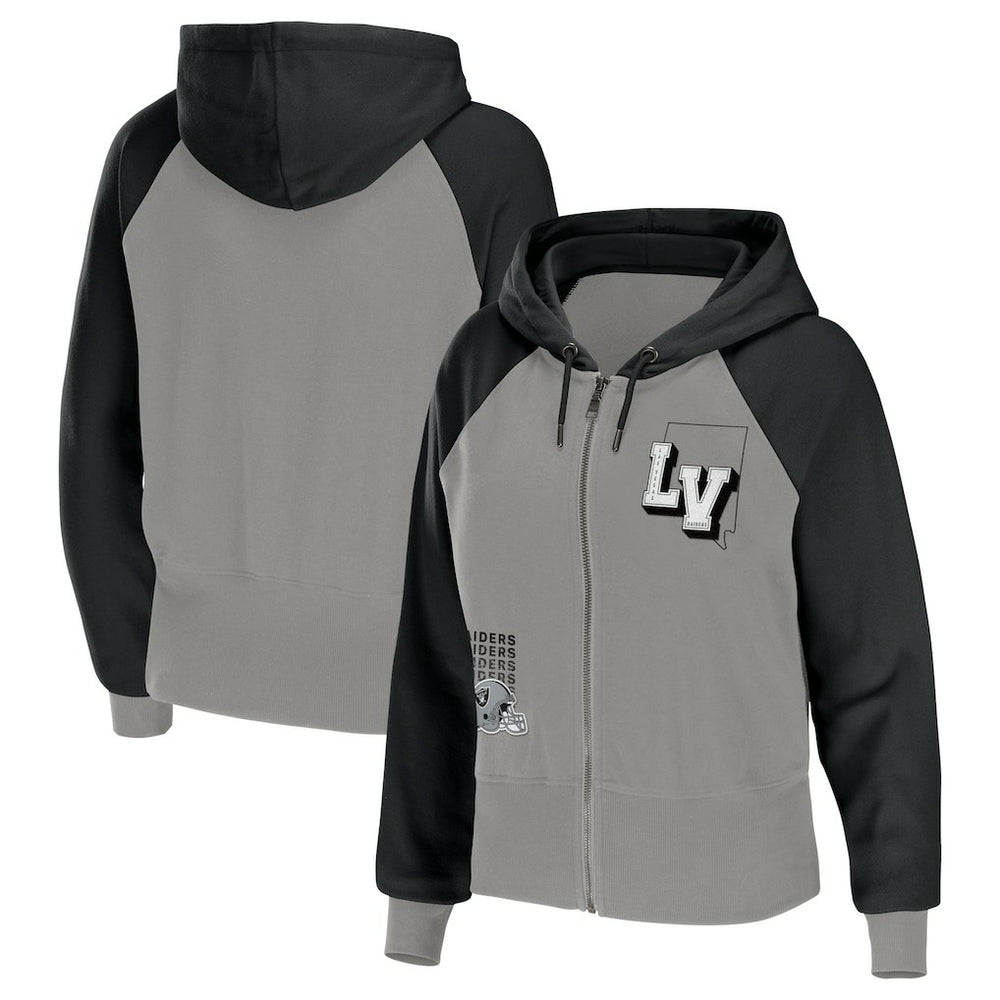 NFL Las Vegas Raiders WEAR by Erin Andrews Women's Colorblock Lightweight Full-Zip Hoodie