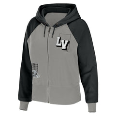 NFL Las Vegas Raiders WEAR by Erin Andrews Women's Colorblock Lightweight Full-Zip Hoodie