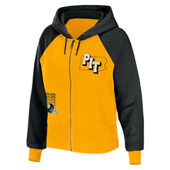 NFL Pittsburgh Steelers WEAR by Erin Andrews Women's Colorblock Lightweight Full-Zip Hoodie
