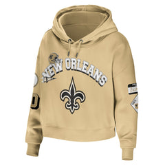 NFL New Orleans Saints WEAR by Erin Andrews Women's Plus Size Modest Cropped Pullover Hoodie