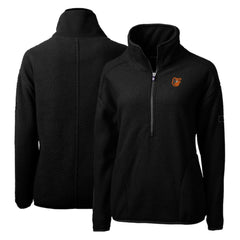 Baltimore Orioles Cutter & Buck Women's Cascade Eco Sherpa Fleece Quarter-Zip Pullover Jacket - Black